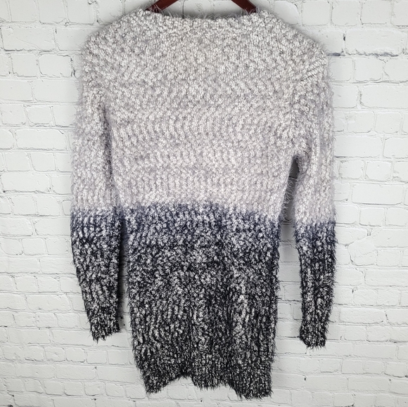 QED LONDON | scoop neck eyelash knit long sleeve ombre sweater dress - Picture 4 of 7